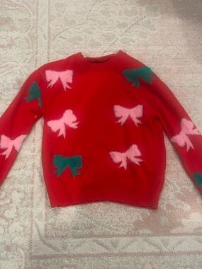 Red Bow-Print Women’s Sweater